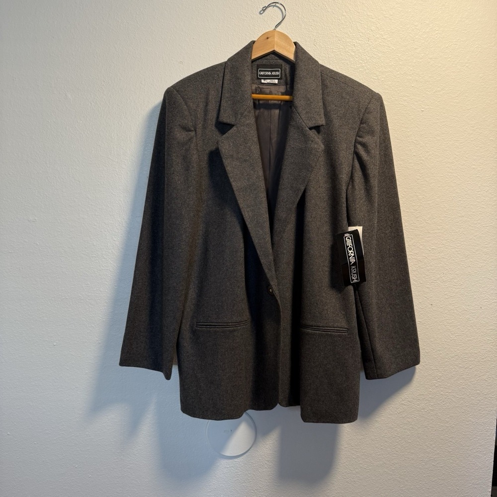 NWT California Krush Wool Jacket Grey Single Breasted Coat Size 18 Plus Size 1X